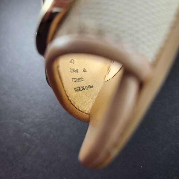 EUC - Coach Cynthia Signature Wedge Peep Toe Sandal Khaki Size 6B - Picture 13 of 16